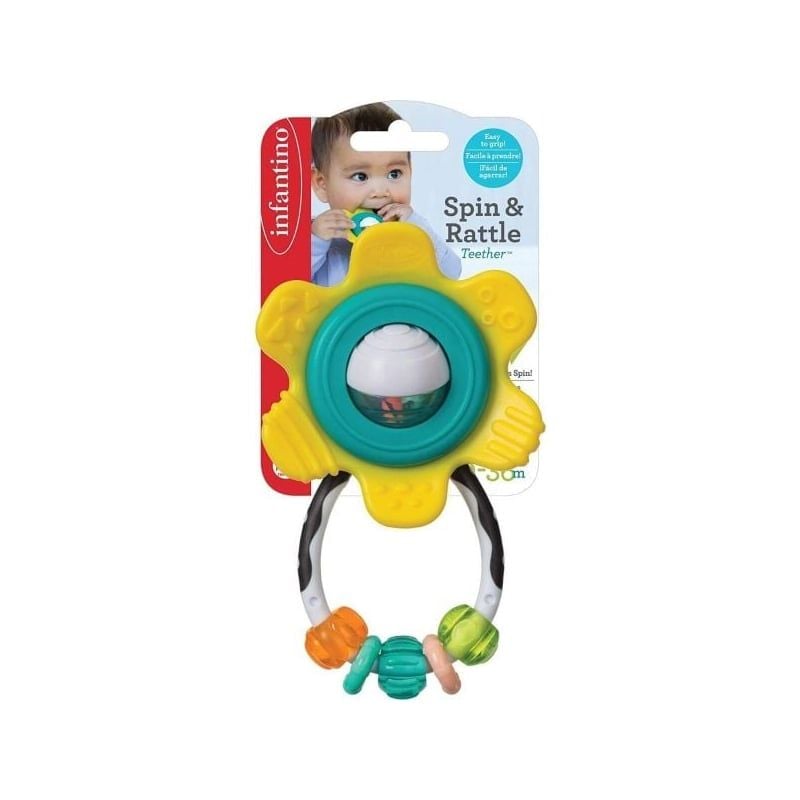 Gặm nướu Infantino hình bông hoa màu vàng - Spin & Rattle Teether