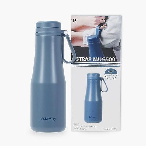 473 Bình giữ nhiệt Pearl Metal 500ml có quai xách (Xanh xám)
