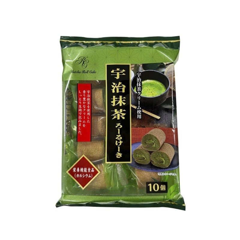 BÁNH NGỌT CUỘN KEM TRÀ XANH YAMAUCHI UJI MATCHA ROLL CAKE 10PCS 140G