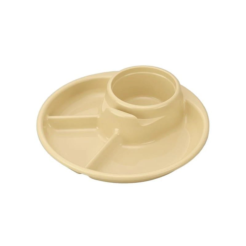 KHAY ĂN CHIA 3 NGĂN KÈM KHAY ĐỂ CỐC INOMATA (HÌNH TRÒN - MÀU VÀNG)