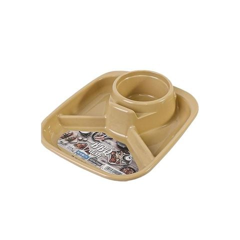 Khay ăn chia 3 ngăn kèm khay để cốc Inomata (hình chữ nhật  - màu vàng)