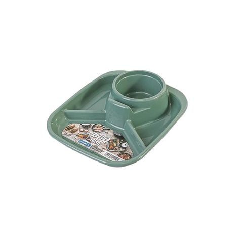 Khay ăn chia 3 ngăn kèm khay để cốc Inomata (hình chữ nhật - màu xanh)