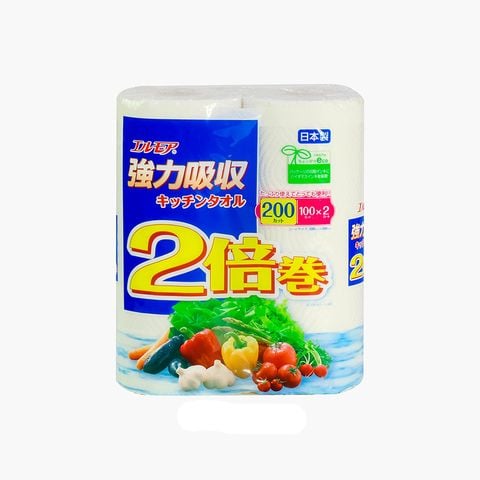 Khăn giấy bếp đa năng Ellemoi 2 lớp (2 cuộn x 100 tờ)