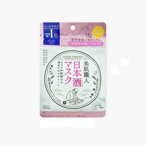 Mặt Nạ Cấp Ẩm Se Khít Lỗ Chân Lông Kose Chiết Xuất Từ Rượu Sake Clear Turn  Bihada-Syokunin  Moisturizing Mask