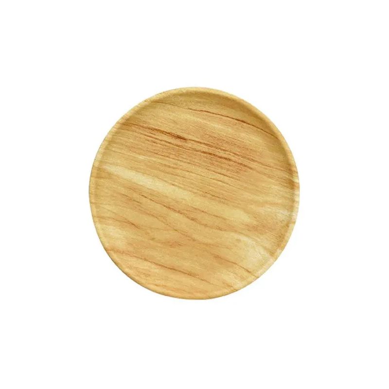 Khay đựng cốc chén bằng nhựa PP vân gỗ (hình tròn)