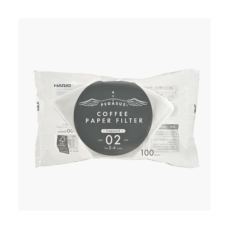 GIẤY LỌC CÀ PHÊ HARIO PEGASUS 100 CÁI PEF-02-100W 2-4 CUPS MÀU TRẮNG