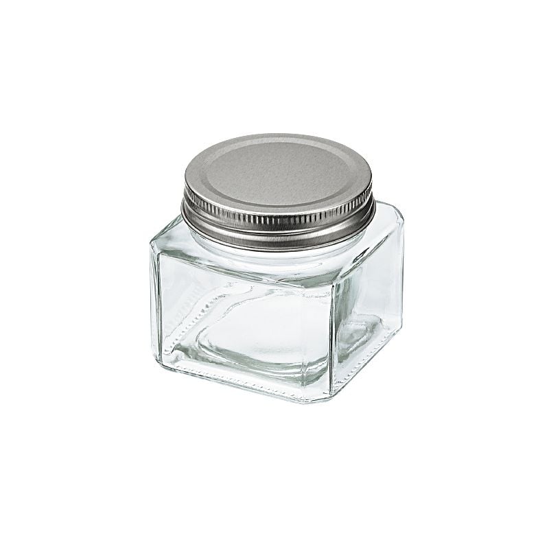 LỌ THỦY TINH DÁNG VUÔNG, NẮP KIM LOẠI 250ML ECHO