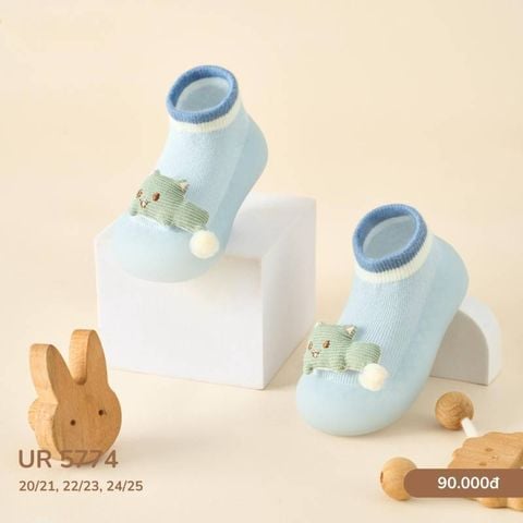 Giày bún Uala Rogo hình mặt cười phối họa tiết chấm/mèo xanh