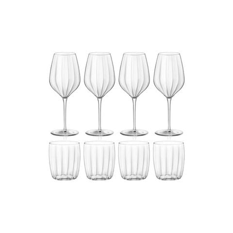 Incontri bộ 8 ly thủy tinh (04 ly rượu 43CL -4 ly uống 30CL)