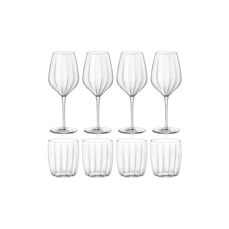 INCONTRI BỘ 8 LY THỦY TINH (04 LY RƯỢU 43CL -4 LY UỐNG 30CL)