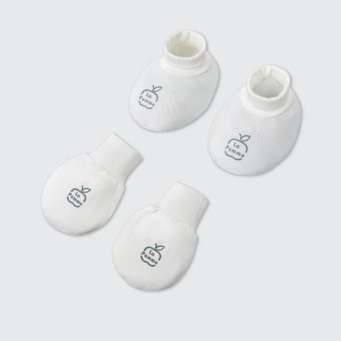Set bao tay bao chân sơ sinh La Pomme Cute - Trắng