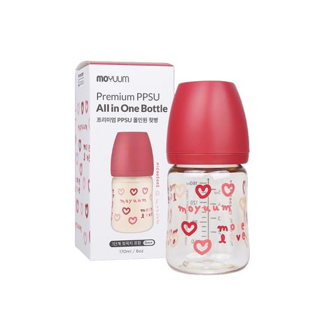 Bình sữa Moyuum PPSU hình trái tim đỏ 170ml