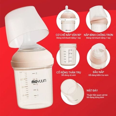 Bình sữa Moyuum PPSU Mov.aa 250ML - mẫu Basic (kèm núm)