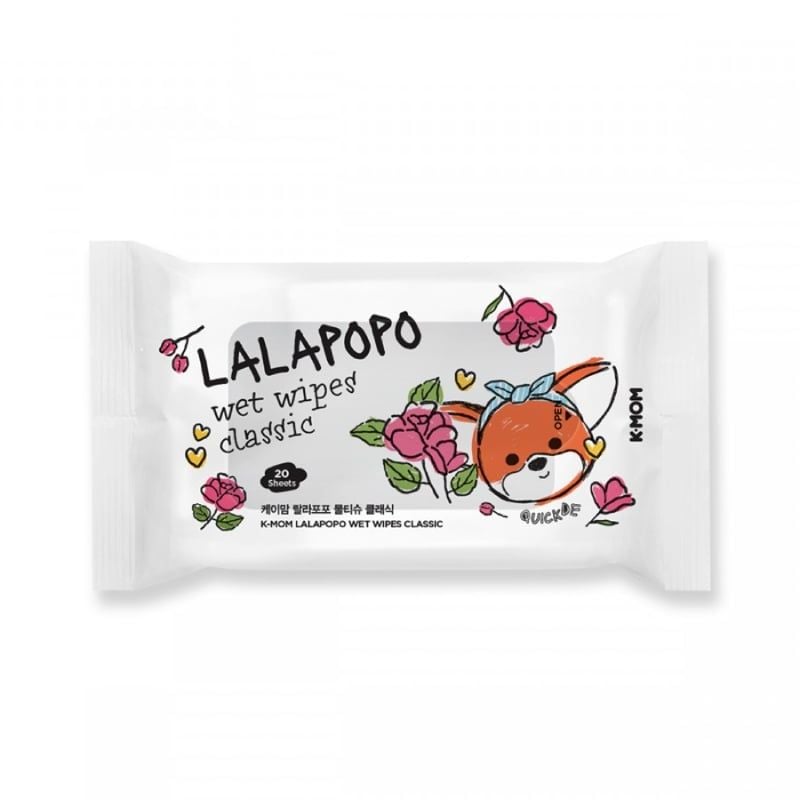 KHĂN ƯỚT THUẦN CHAY CAO CẤP K-MOM LALAPOPO (20 TỜ)