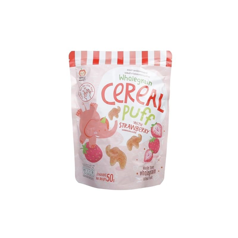 BÁNH XỐP NGŨ CỐC NGUYÊN HẠT APPLE MONKEY VỊ DÂU 50G