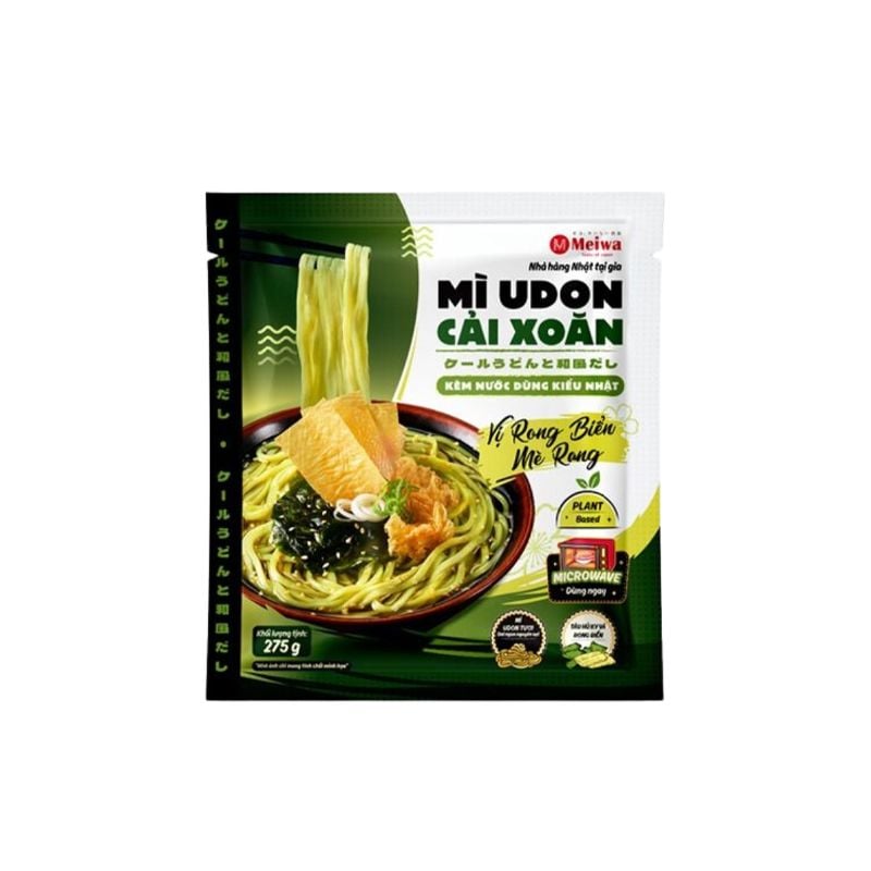 MÌ UDON CẢI XOĂN KÈM NƯỚC DÙNG KIỂU NHẬT VỊ RONG BIỂN MÈ RANG