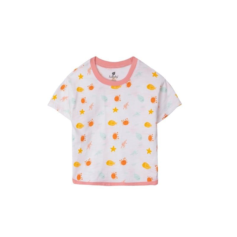 ÁO CỘC TAY BÉ GÁI LULLABY - NH852R - TRẮNG IN