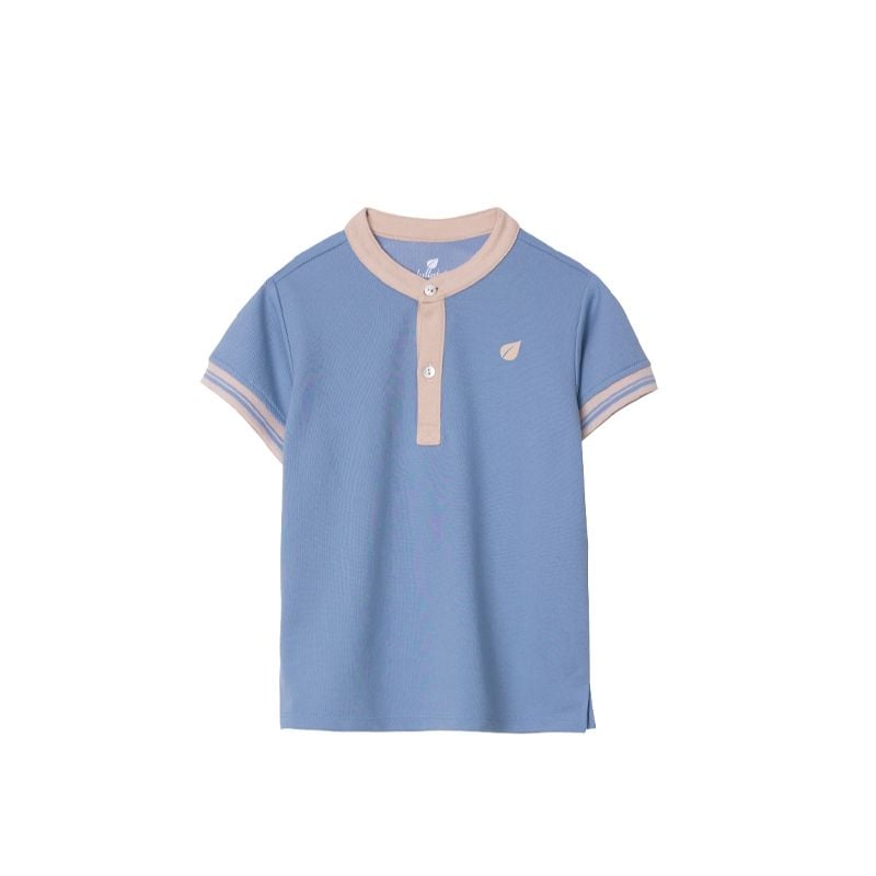 ÁO CỘC TAY BÉ TRAI CỔ TÀU LULLABY NH858R - XANH BLUE