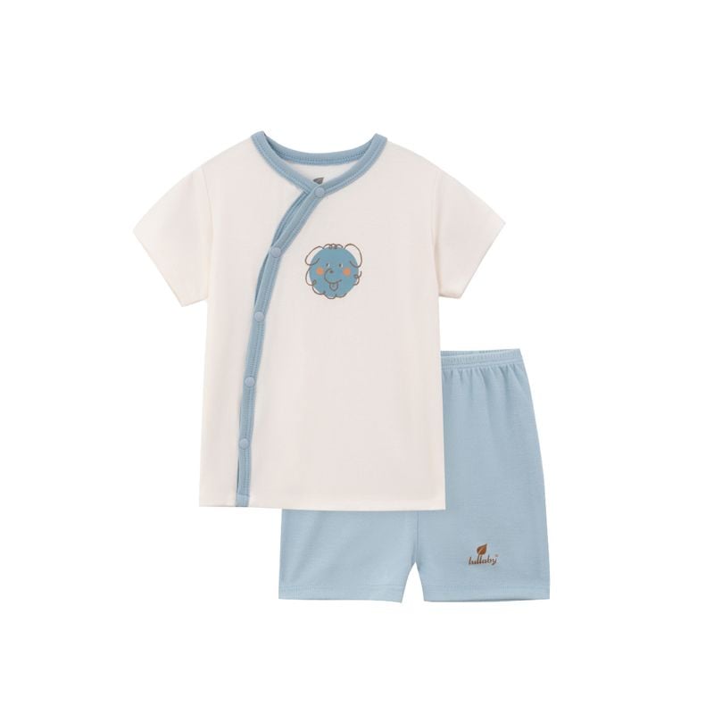 BỘ CÀI LỆCH CỘC TAY LULLABY NH981R - IVORY - XANH GHI