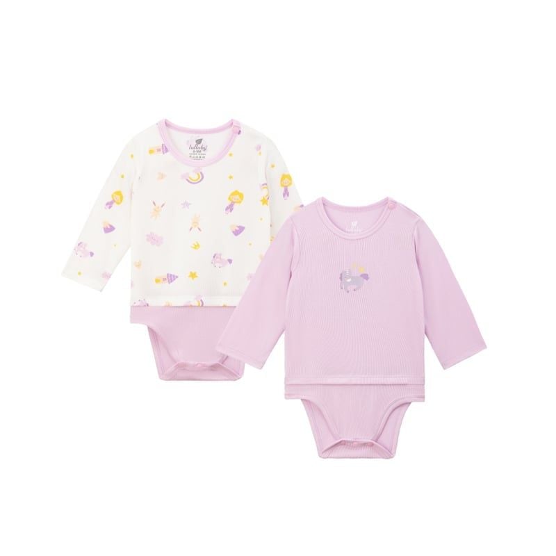 SET BODY DÀI TAY LULLABY NH718R - TRẮNG IN - TÍM