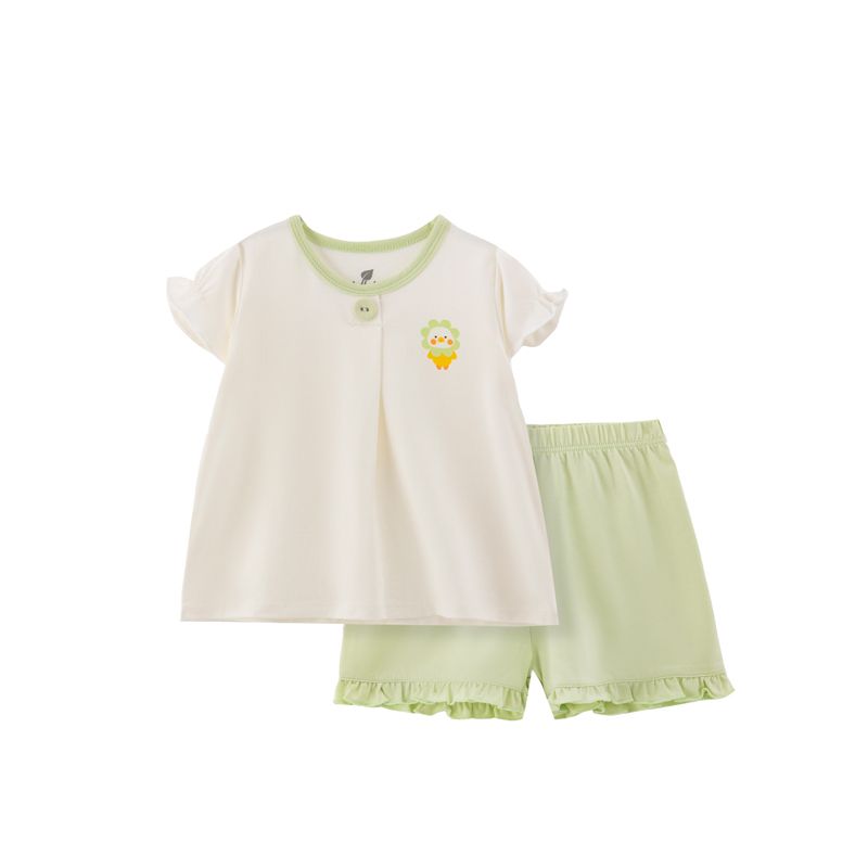 BỘ BÉ GÁI LULLABY CỘC TAY NH326N - TRẮNG - XANH MINT