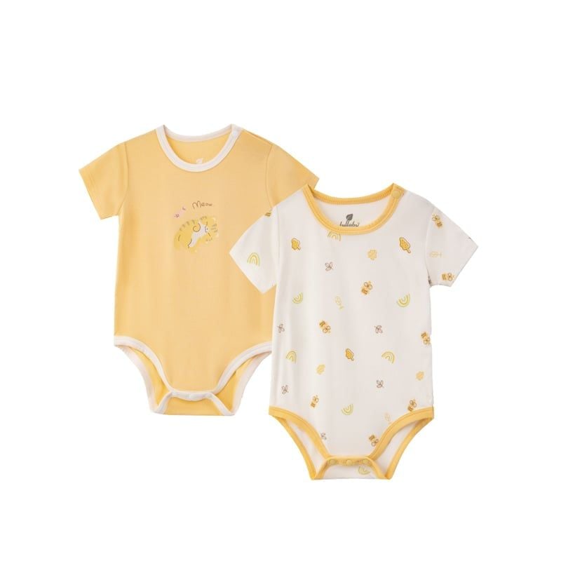 SET BODY LULLABY CỘC TAY NH316N - TRẮNG IN - VÀNG