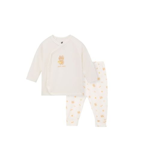 Bộ cài lệch Lullaby dài tay NH358N - Trắng - Trắng in