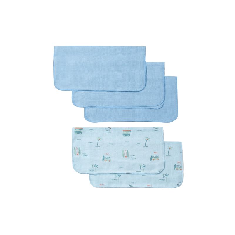 Set 5 khăn xô mặt 2 lớp Lullaby NH422N - Xanh blue nhạt-đậm