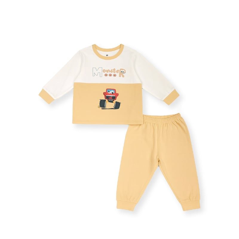 Bộ bé trai dài tay Lullaby NH485N - Be - Vàng