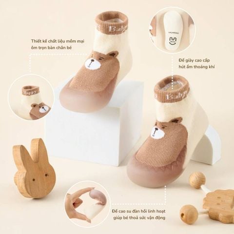 Giày bún Uala Rogo gấu nâu/xanh