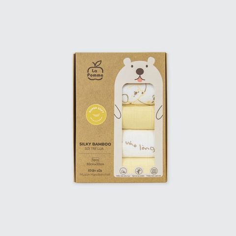 Set 5 Khăn sữa sợi tre lụa La Pomme phối màu (30x30cm) À ơi ngủ ngoan
