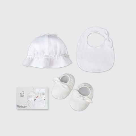 Set phụ kiện La Pomme nơ điệu pastel - Trắng