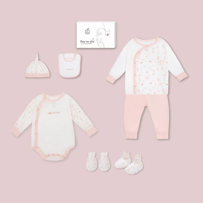 SET QUÀ TẶNG SƠ SINH TRỌN BỘ BEST FOR BABY HỒNG