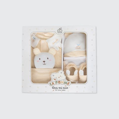 Set quà tặng sơ sinh La Pomme Gấu Cherry - Bộ body liền -  Be