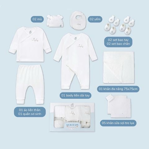 Combo đi sinh La Pomme 17 món Hello World - Newborn Trắng