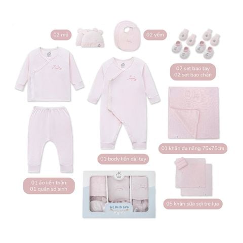 Combo đi sinh La Pomme 17 món Hello World - Newborn Hồng