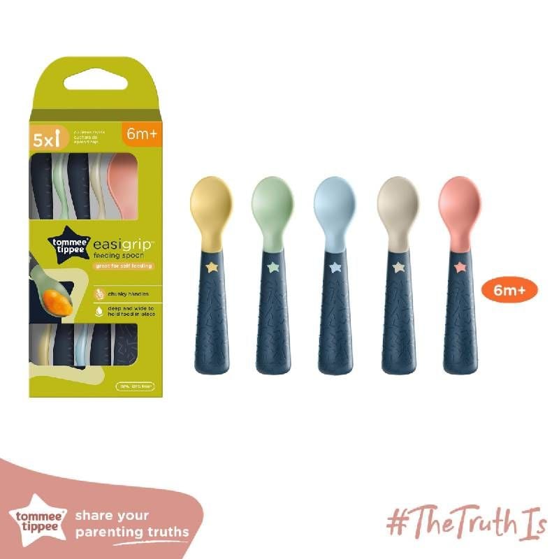 THÌA TẬP ĂN BỀ MẶT KHÁNG KHUẨN CHO BÉ TOMMEE TIPPEE EASIGRIP TỪ 6 THÁNG (BỘ 5 THÌA)