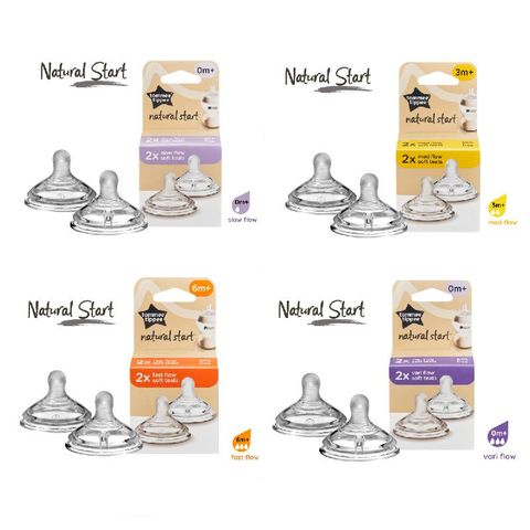Núm ty silicon siêu mềm tự nhiên cho bé Tommee Tippee Natural Start  Slow Flow 0-3 tháng (vỉ đôi)