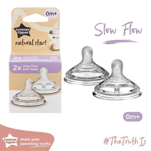 Núm ty silicon siêu mềm tự nhiên cho bé Tommee Tippee Natural Start  Slow Flow 0-3 tháng (vỉ đôi)