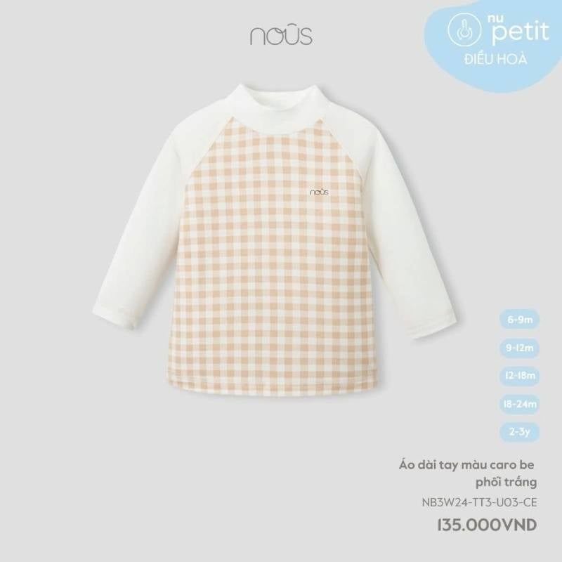 ÁO DÀI TAY NOUS MÀU CARO BE PHỐI TRẮNG