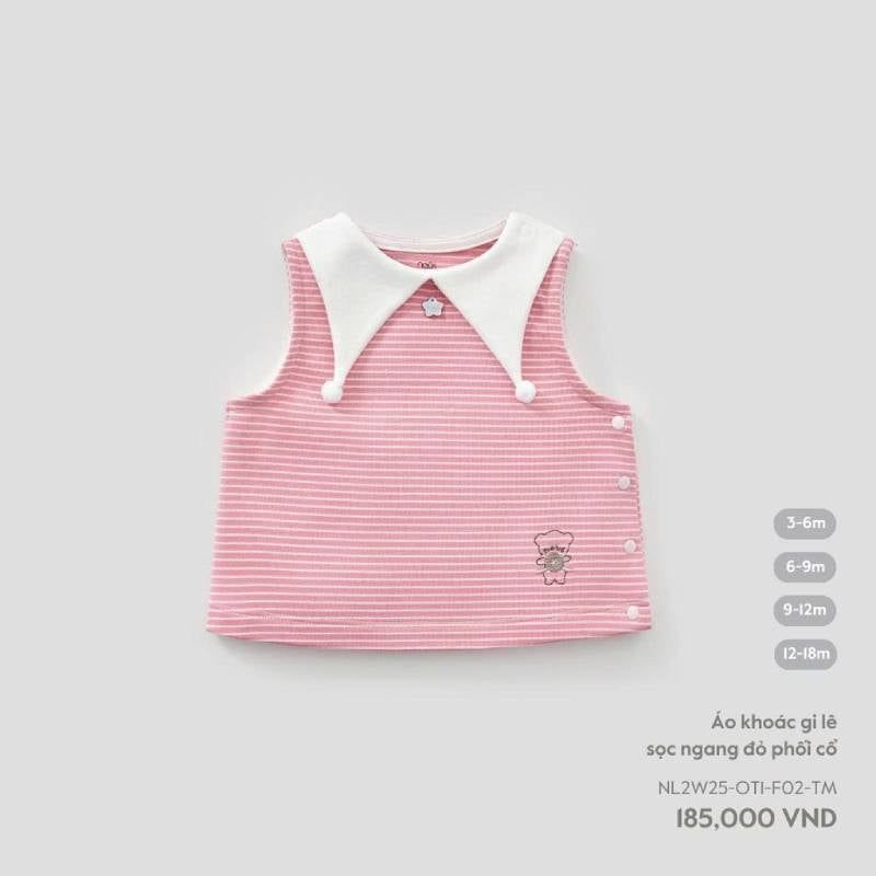 ÁO KHOÁC GI LÊ NOUS SỌC NGANG ĐỎ PHỐI CỔ