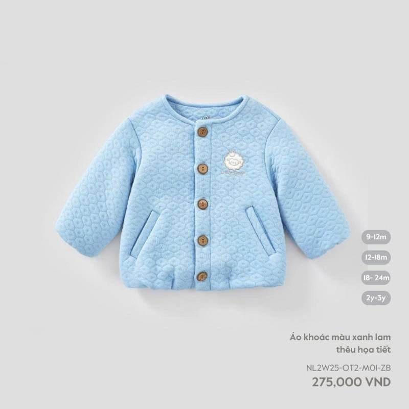 ÁO KHOÁC NOUS MÀU XANH LAM THÊU HỌA TIẾT