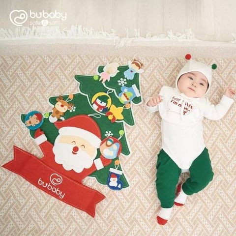 Cây thông 4 tầng Bu Baby Kèm set 10 chi tiết trang trí Miracle Xmas - Xanh lá