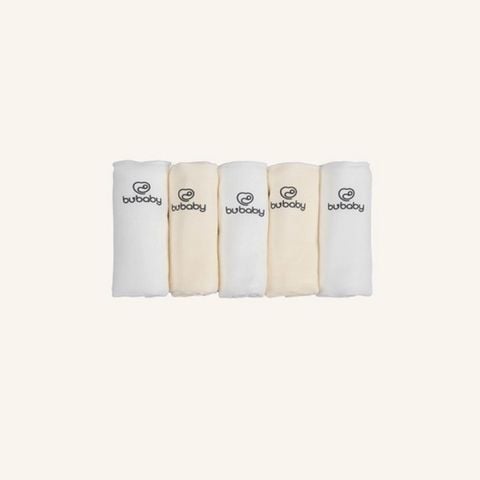 Khăn sữa Bu muslin Pack 5  - 3 Trắng+2 Vàng