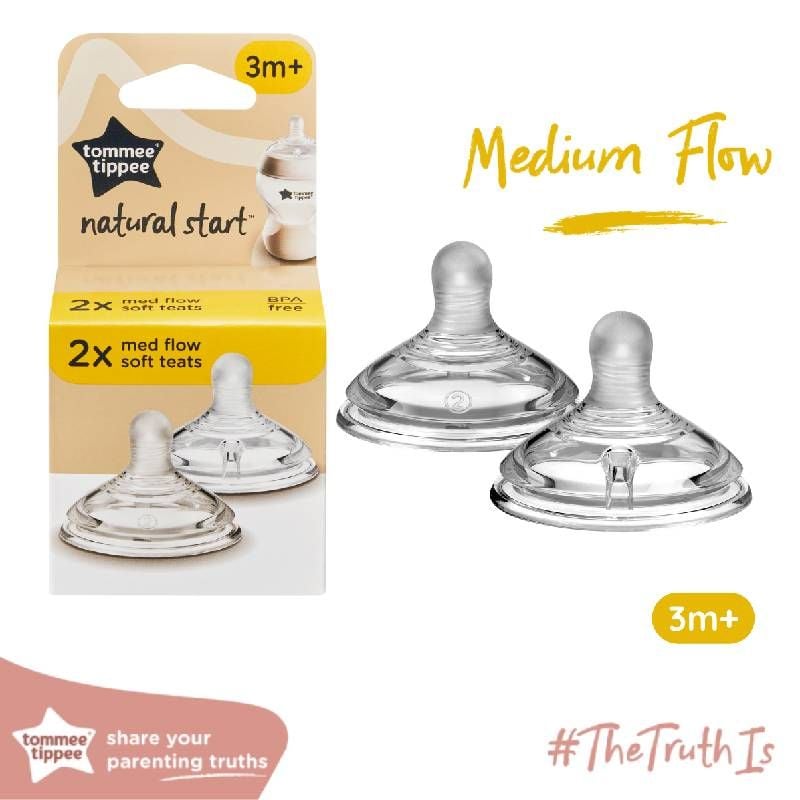 NÚM TY SILICON SIÊU MỀM TỰ NHIÊN CHO BÉ TOMMEE TIPPEE NATURAL START MEDIUM FLOW 3-6 THÁNG (VỈ ĐÔI)