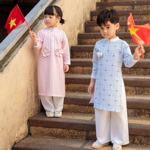 Bộ áo dài La Pomme chú ngựa pony Xanh biển