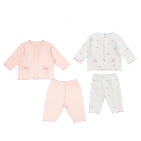 Bộ bé gái cài giữa dài tay Lullaby NH547N - Hồng