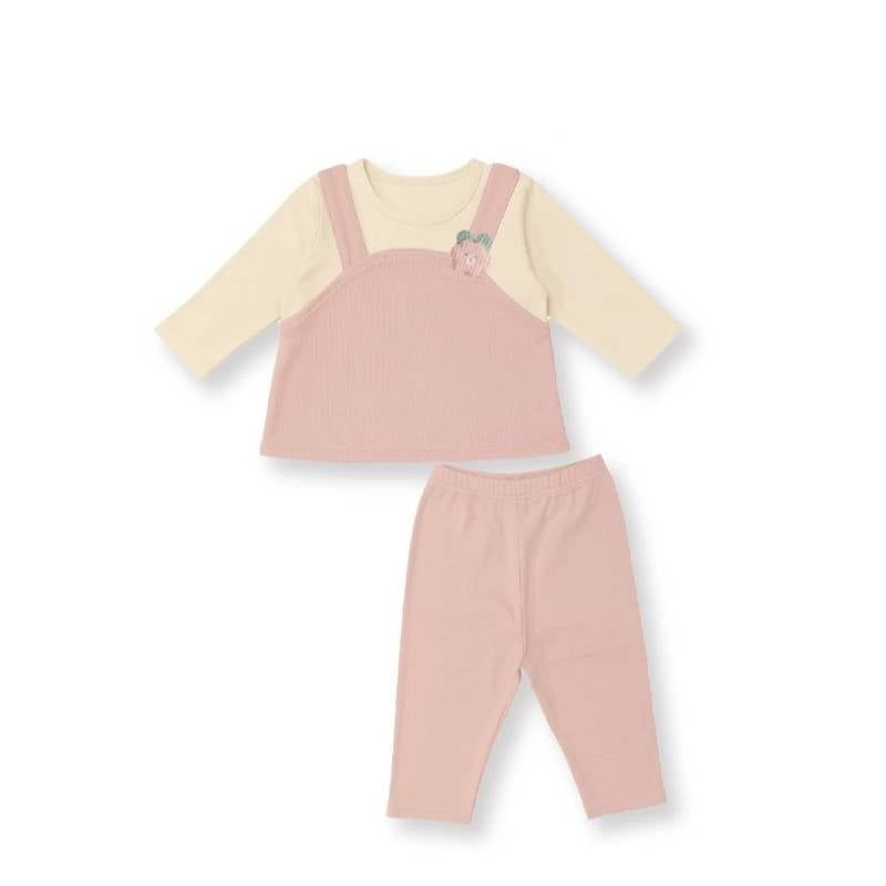 BỘ BÉ GÁI DÀI TAY NH515N - IVORY - HỒNG