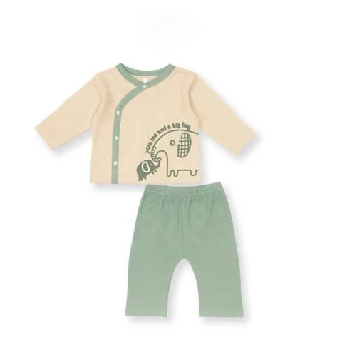 Bộ bé trai cài lệch Lullaby NH548N - Be - Green