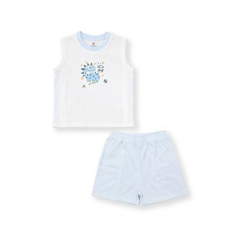 Bộ bé trai Lullaby sát nách NH623C - Ivory - Xanh nhạt